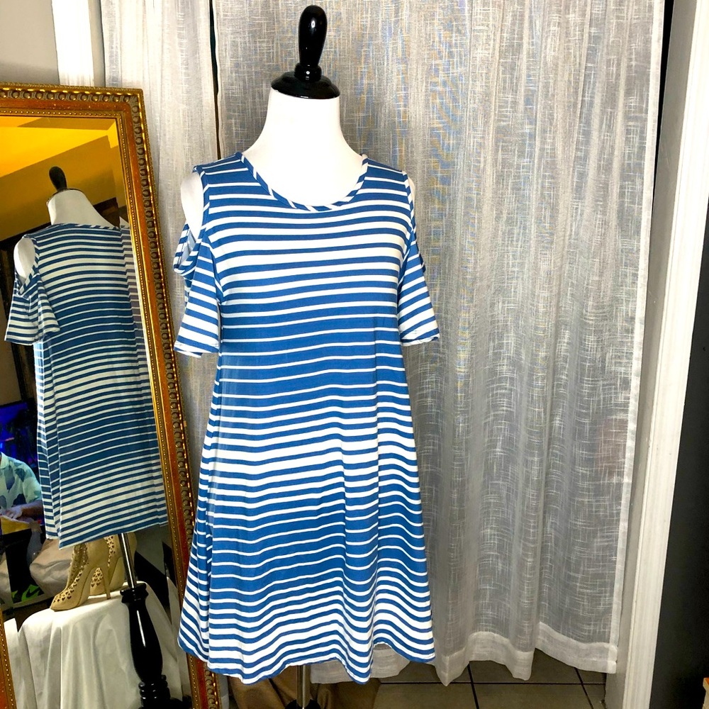 Btween Striped Cold Shoulder Tunic Top  Sz 12